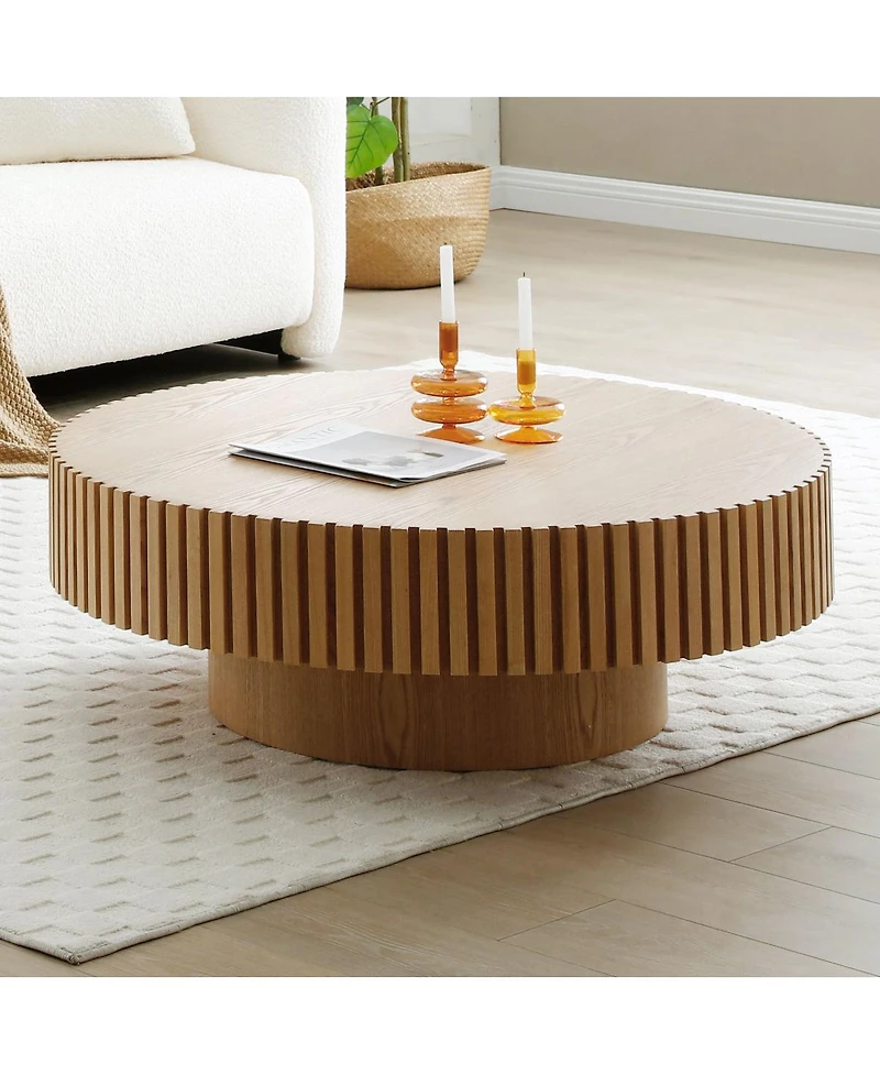 Streamdale Furniture Modern Handcrafted Wood Coffee Table with Relief Detailing