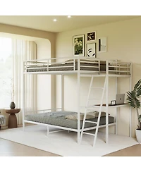 Streamdale Furniture White full size bunk bed with Led light and charging socket
