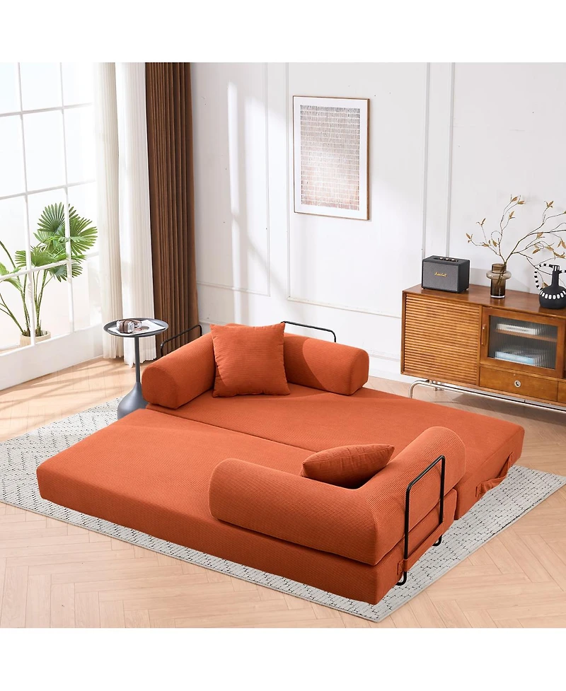 Streamdale Folding Sofa Bed, 63" Convertible Couch with 2 Pillows, Fold Out Couch