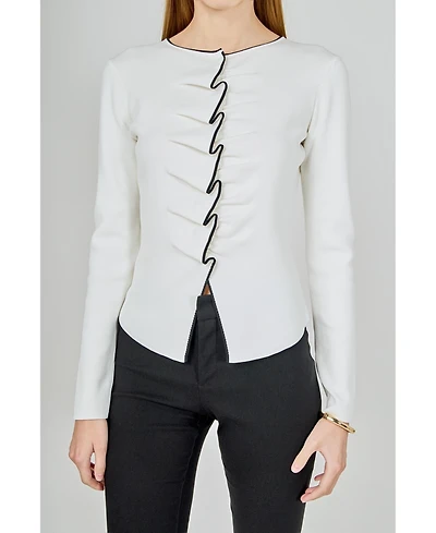 endless rose Women's Ruffle Draped Knit Top