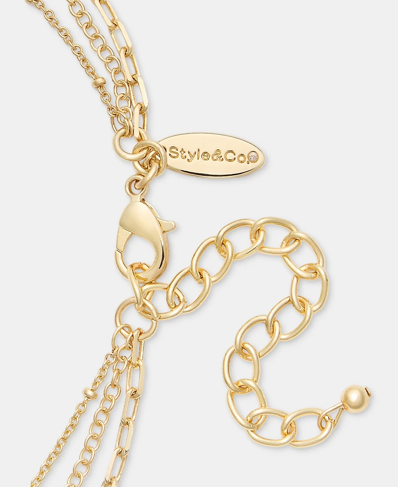 Style & Co Stone Inlay Layered Pendant Necklace, 17" + 3" extender, Macy's Exclusive