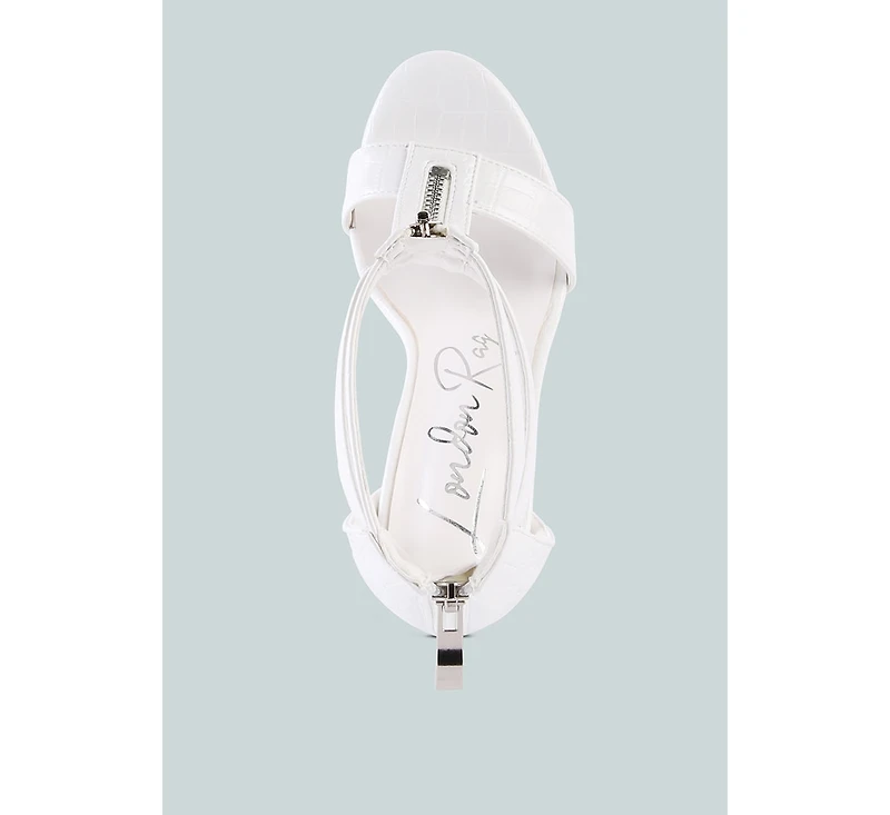 Womens Felicity Zip Up Block Heel Sandals