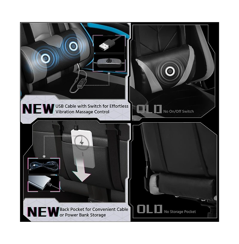 Yaheetech Ergonomic Gaming Chair, High Back Office Chair with Slide-Out Footrest and Padded Armrests, Pink/White