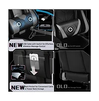 Yaheetech Ergonomic Gaming Chair, High Back Office Chair with Slide-Out Footrest and Padded Armrests, Pink/White