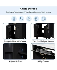 Cesicia Modern Freestanding 48 in. Bathroom Vanity with Ceramic Sink, Soft-Close Doors, Flip Drawer and Double-Layer Door Shelves