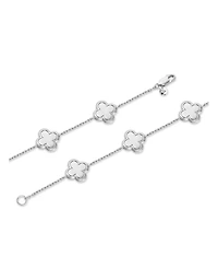 Devata Contour-lined Clover Bracelet Rhodium Plated Sterling Silver