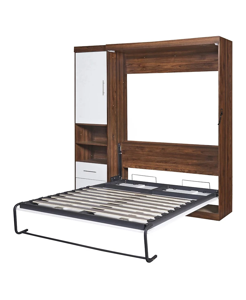 Streamdale Furniture Full Size Murphy Bed Wall Bed with Cabinet