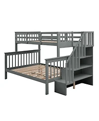 Streamdale Furniture Stairway Twin-Over-Full Bunk Bed with Storage