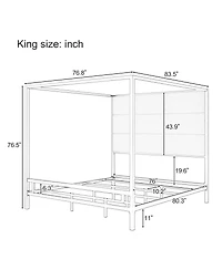 Streamdale Furniture Modern Velvet Upholstered Canopy Bed Frame