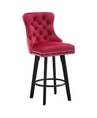 Streamdale Furniture Modern Velvet Swivel Bar Stools with Button Tufting and Rivet Trim