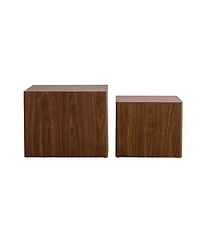 Streamdale Furniture Walnut Nesting Cube Coffee Table Set - Modern Mdf Wood Grain Side Tables