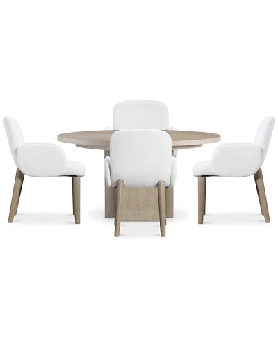 Bernhardt -Pc. Wood Loggia Dining Set Round Table and Arm Chairs