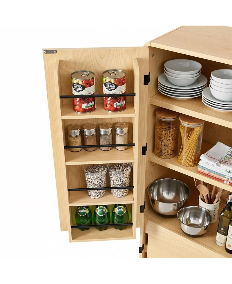 Streamdale Furniture 72" Farmhouse Kitchen Pantry Cabinet with 8 Shelves, Curved Storage, Hidden Drawer