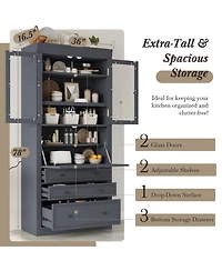Streamdale Furniture Freestanding Kitchen Pantry Storage Cabinet with 3 Drawers