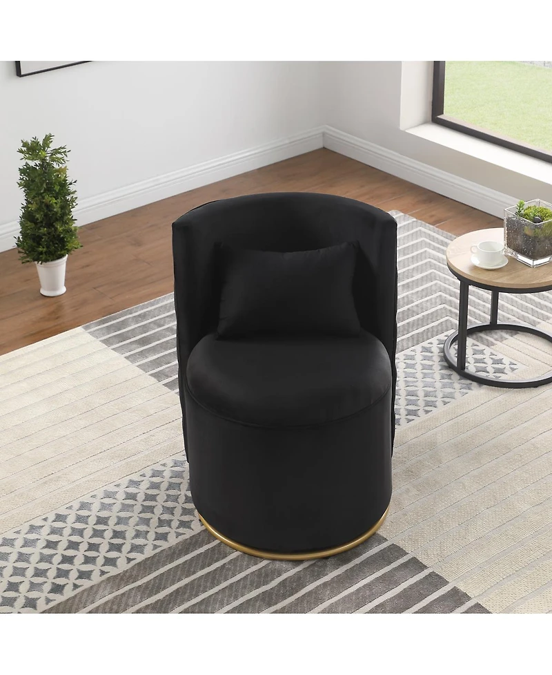 Streamdale Furniture 360° Swivel Velvet Accent Chair with Storage & Gold Base