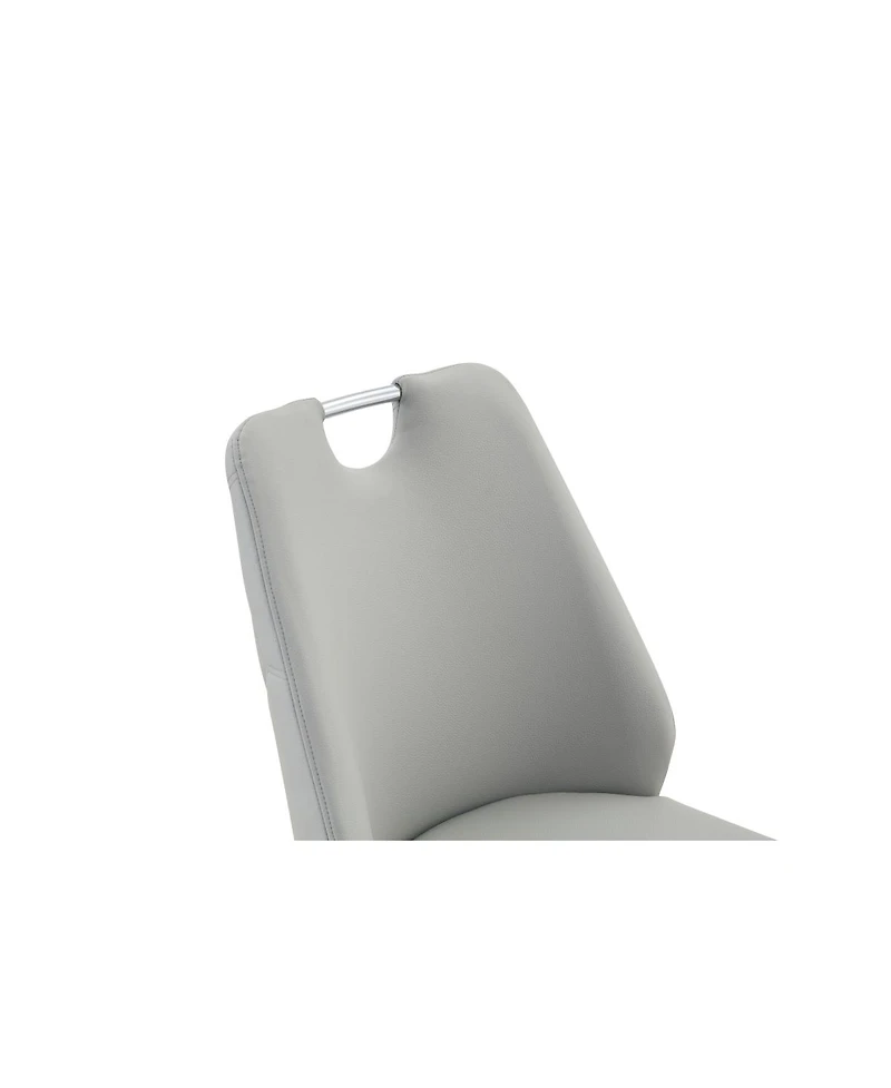 Streamdale Furniture Light Gray Faux Leather Dining Chairs with Gold Mesh Texture, Set of 2