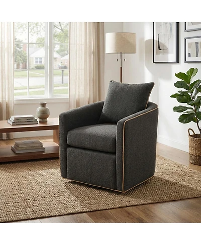 Streamdale Furniture Swivel Accent Chair, Upholstered Club Barrel Sofa for Living Room, Light Gray