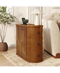 Streamdale Furniture Streamdale Charging Station Sofa Side Table with Drawers, No Assembly Required