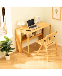 Streamdale Furniture Bamboo Folding Desk, Space-Saving Computer Desk for Small Spaces, Foldable Study Table