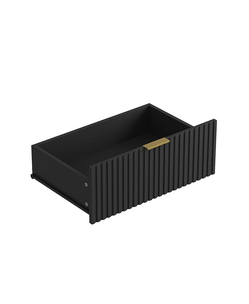 Streamdale Furniture Modern 6-Drawer Wavy Pattern Dresser, Black