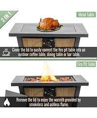 Streamdale Furniture 28" Propane Gas Fire Pit Table, 50000 Btu Square Steel Fire Pit