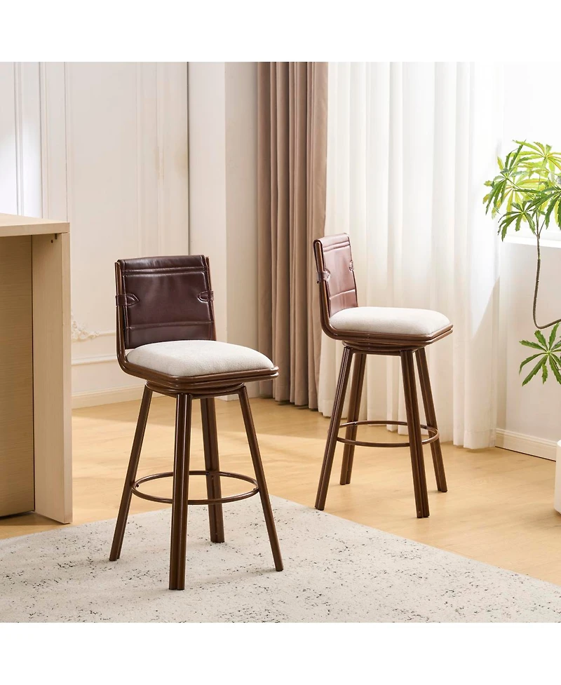 Streamdale Furniture Streamdale Industrial Faux Leather Swivel Bar Stool with Padded Seat