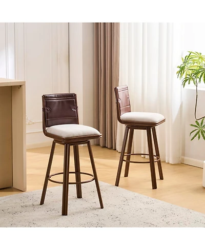 Streamdale Furniture Streamdale Industrial Faux Leather Swivel Bar Stool with Padded Seat