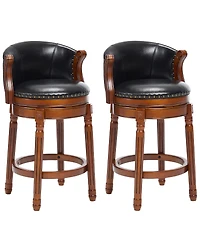 Streamdale Furniture Cow top Leather Wooden Bar Stools, 360 Swivel Bar Chair with Backs