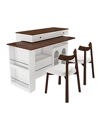 Streamdale Furniture Kitchen Island Set with 2 Chairs, Extendable Rotating Table, 4 Drawers & Cabinets