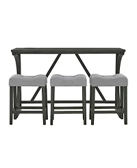 Streamdale Furniture 59" Bar Table Set with 3 Stools & Power Outlet