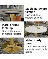 Streamdale Furniture Streamdale Gold 27.6" Mid-Century Modern Dining Table with White Marble Top