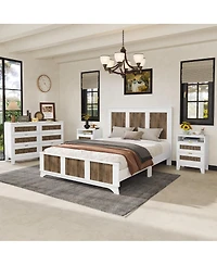 Streamdale Furniture Streamdale 4-Piece Queen Farmhouse Set with Storage Nightstand & Dresser
