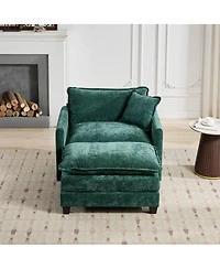 Streamdale Furniture Streamdale Cloud Sofa Ottoman, Modern Sectional Couch, Green Chenille Fabric