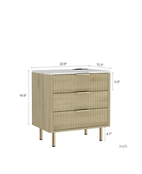 Streamdale Furniture Modern Wood Nightstand with Charging Station & Storage