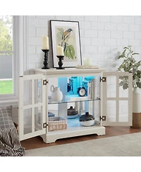 Streamdale Led Curio Display Cabinet with Adjustable Shelves and Lattice Doors