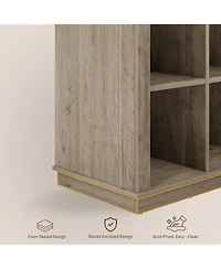 gaomon 9-Cube Storage Organizer Bookcase, 37.4" Long Low 4-Tier Farmhouse Wood Shelf for Entryway & Living Room