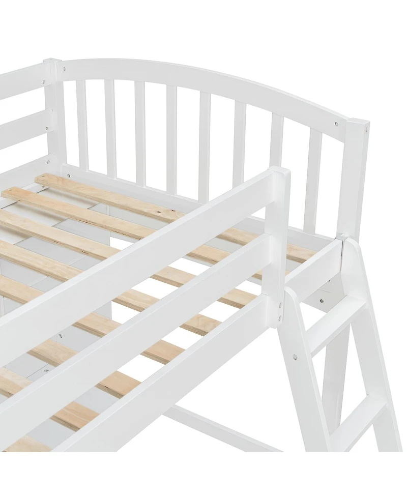 Streamdale Furniture Twin size Loft Bed with Storage Shelves, Desk and Ladder