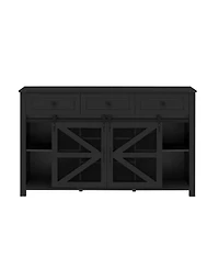 Streamdale Furniture 55" Sliding Barn Door Sideboard with 3 Drawers & Adjustable Shelves