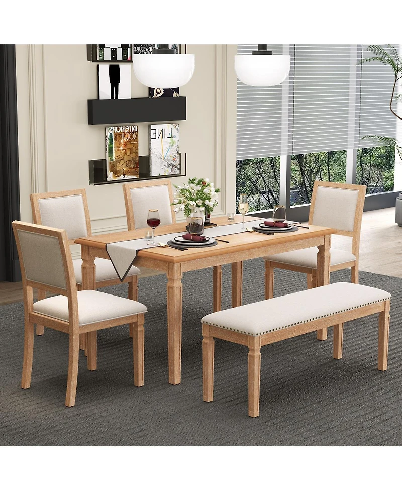 Streamdale Furniture Vintage Extendable Dining Table Set for 6