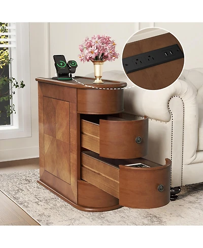 Streamdale Furniture Streamdale End Table with Charging Station & Drawers, No Assembly Required