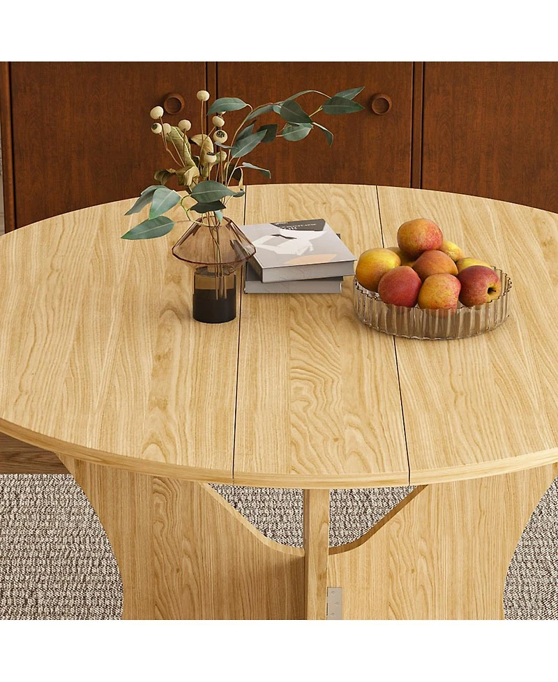 Streamdale Furniture 43" Folding Dining Table Set with 2 Chairs, Wild Oak Veneer, Space Saving