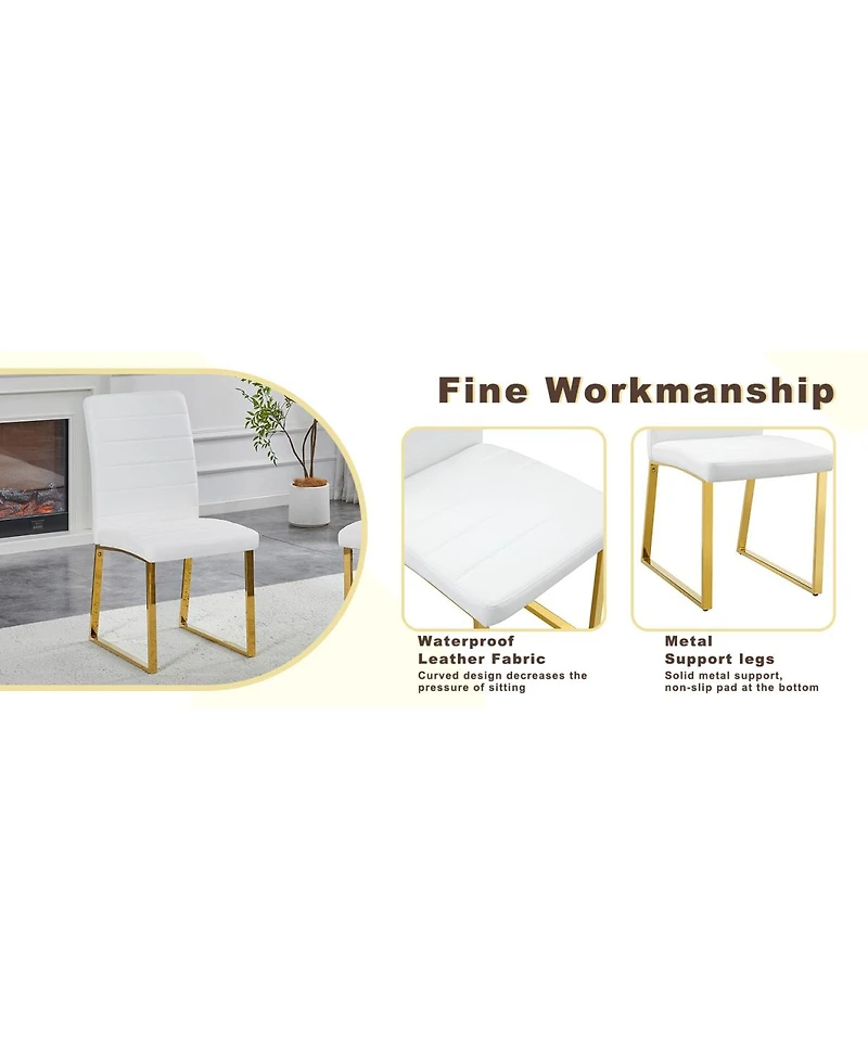 Streamdale Furniture 8-Pack Heavy-duty Chairs: 2.1" Cushion, Iron Frame, Home/Office.