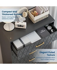 gaomon 5-Drawer Tall Dresser for Bedroom, Wooden Chest of Drawers with Gold Handles for Closet Storage