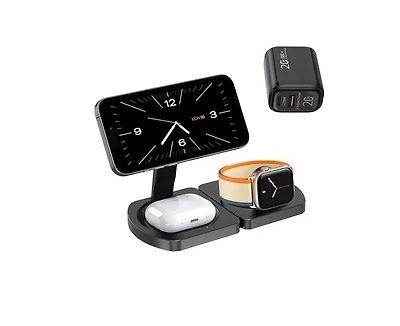 Risokeys 3-in-1 Wireless Charger for Apple iPhone with Charging Port - Portable Foldable Charger for iWatch iPhone and Earphones