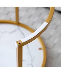 Streamdale Furniture Set of 2 Round Nesting Coffee Tables with Golden Frame