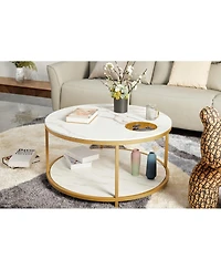 Streamdale Furniture round coffee table with storage, modern design