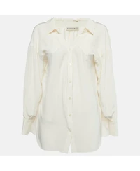 Pre-Owned Emilio Pucci Women's Off-White Silk Button Front Blouse