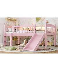 Streamdale Furniture Twin Xl Solid Wood Loft Bed with Led Lights and Storage Shelves