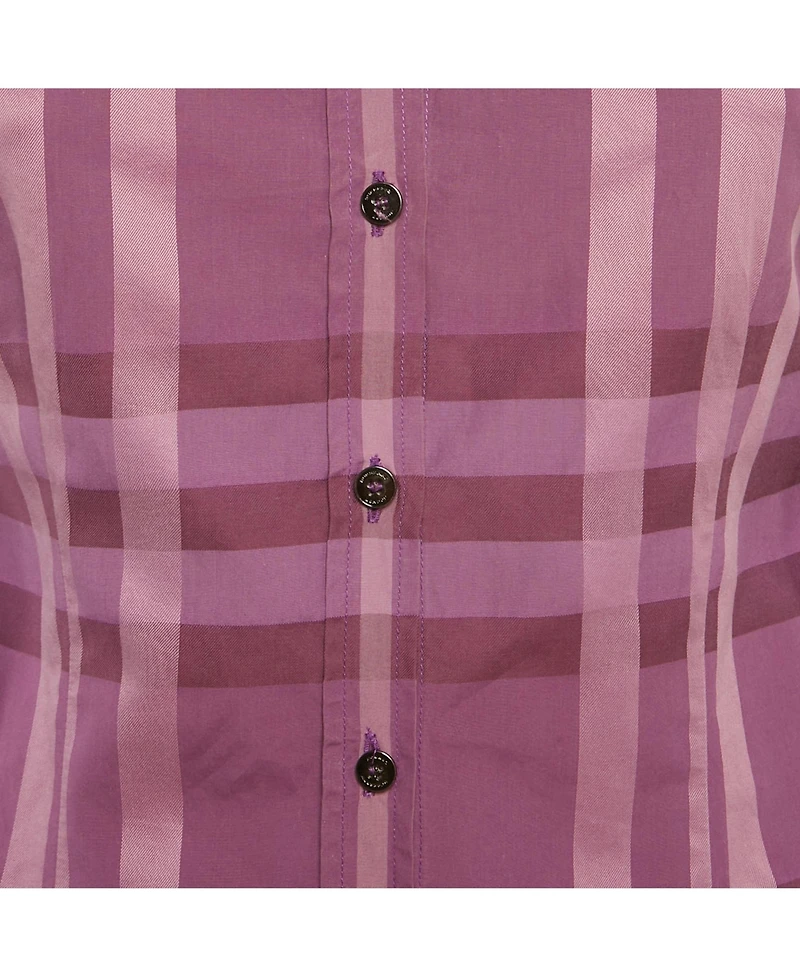 Pre-Owned Burberry Women's Purple Checks Cotton Long Sleeve