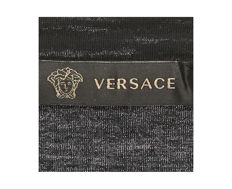 Pre-Owned Versace Women's Black Medusa Embroidered Jersey T-Shirt